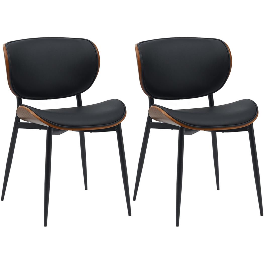 Lot de 2 Chaises Visiteur BRONSON CUIR, Design Exclusif, Structure en Bois, Noir