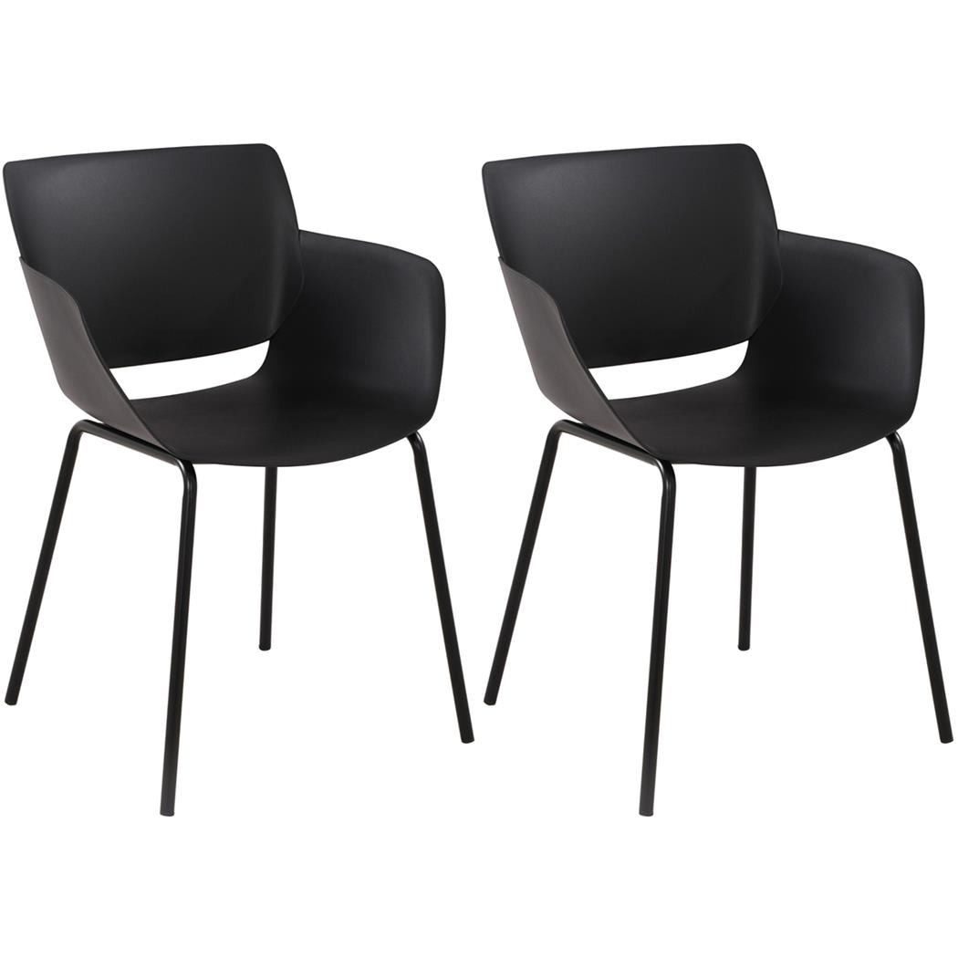 Lot de 2 Chaises Visiteur RIKO, Confortable, Polyvalente et Robuste, Noir