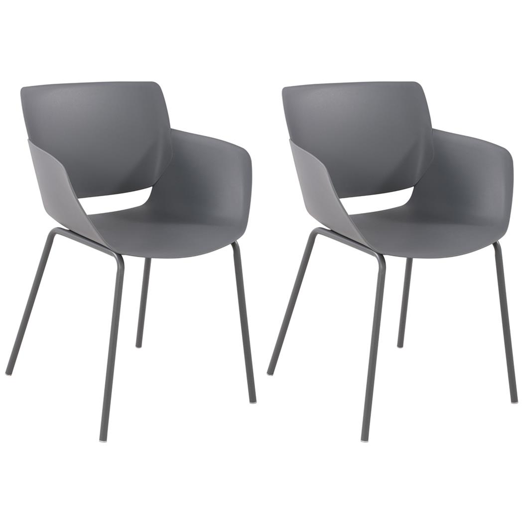 Lot de 2 chaises visiteur RIKO, Confortable, Polyvalente et Robuste, Gris Foncé