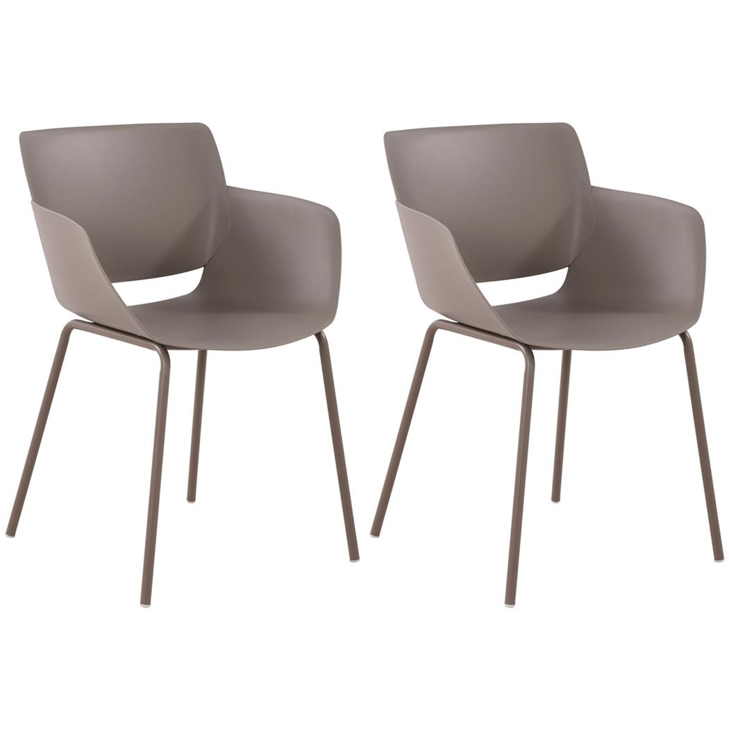 Lot de 2 chaises visiteur RIKO, Confortable, Polyvalente et Robuste, Gris Taupe