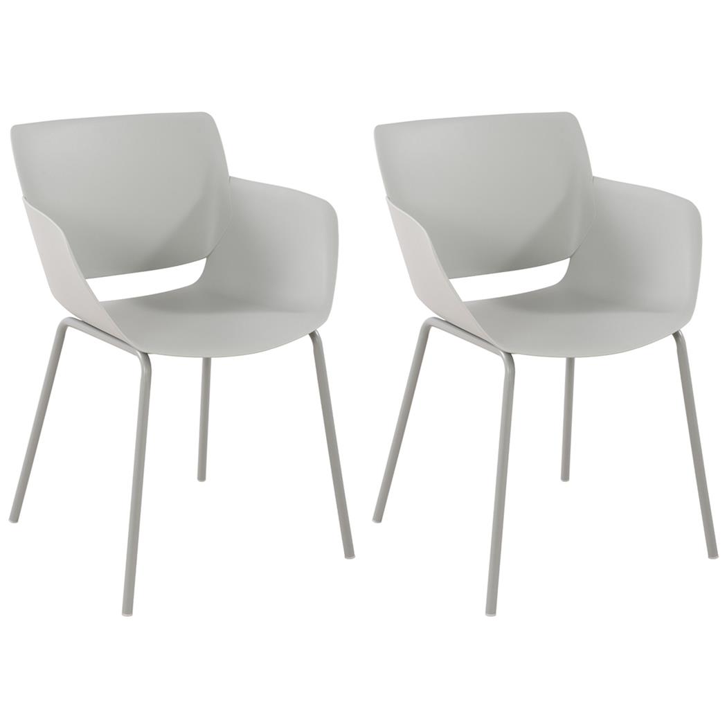 Lot de 2 chaises visiteur RIKO, Confortable, Polyvalente et Robuste, Gris Clair