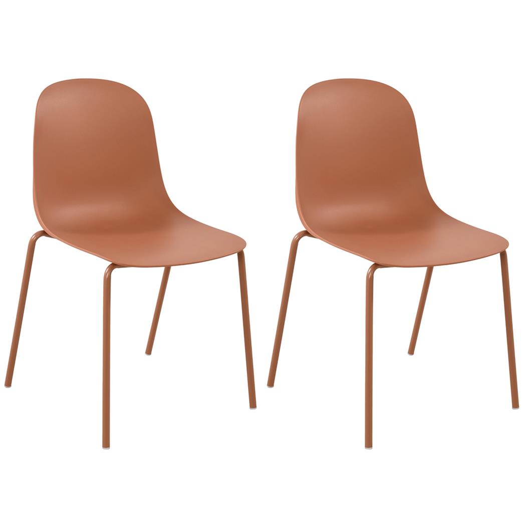 Lot de 2 Chaises Visiteur EMMA, Confortable, Polyvalente et Empilable, Marron