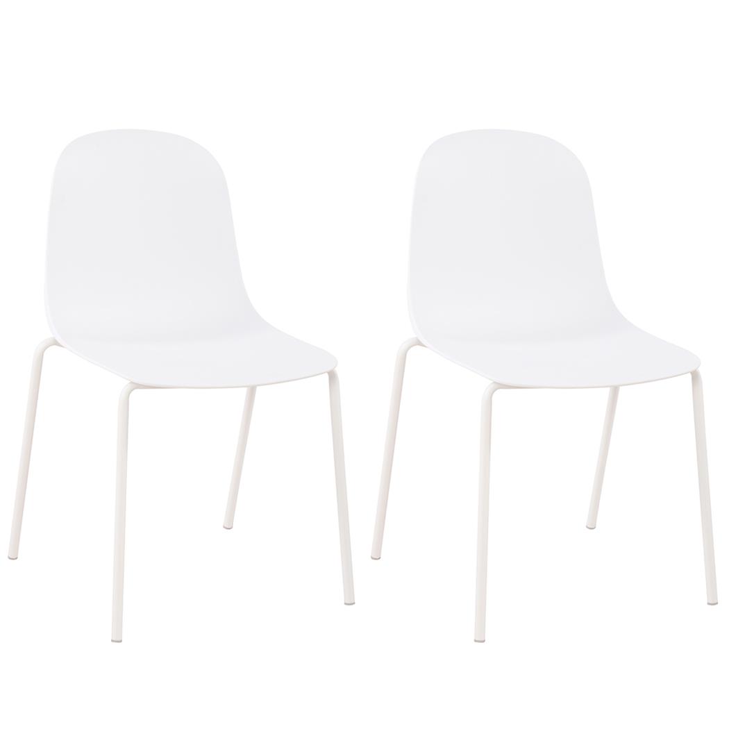 Lot de 2 Chaises Visiteur EMMA, Confortable, Polyvalente et Empilable, Blanc