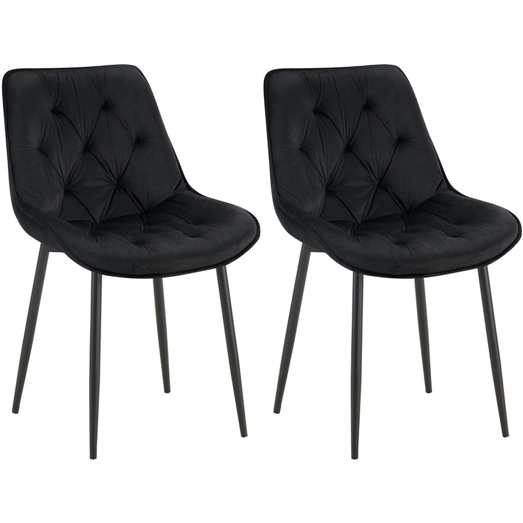 Lot de 2 Chaises visiteur GRACE, Design Confortable et Elégant, Piétement métallique, en Velours Noir