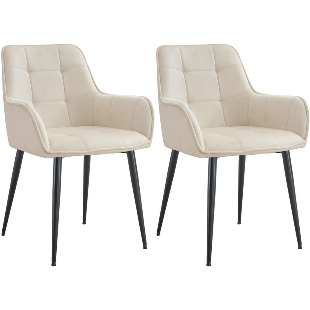 Lot de 2 Chaises Visiteur RUFUS, Design Moderne et Élégant, en Velours, Crème