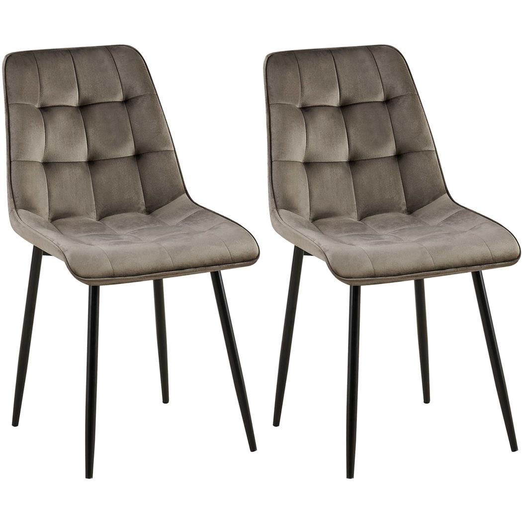 Lot de 2 Chaises Visiteur HALIMA, Rembourrage Épais, Structure Métallique, en Velours, Anthracite