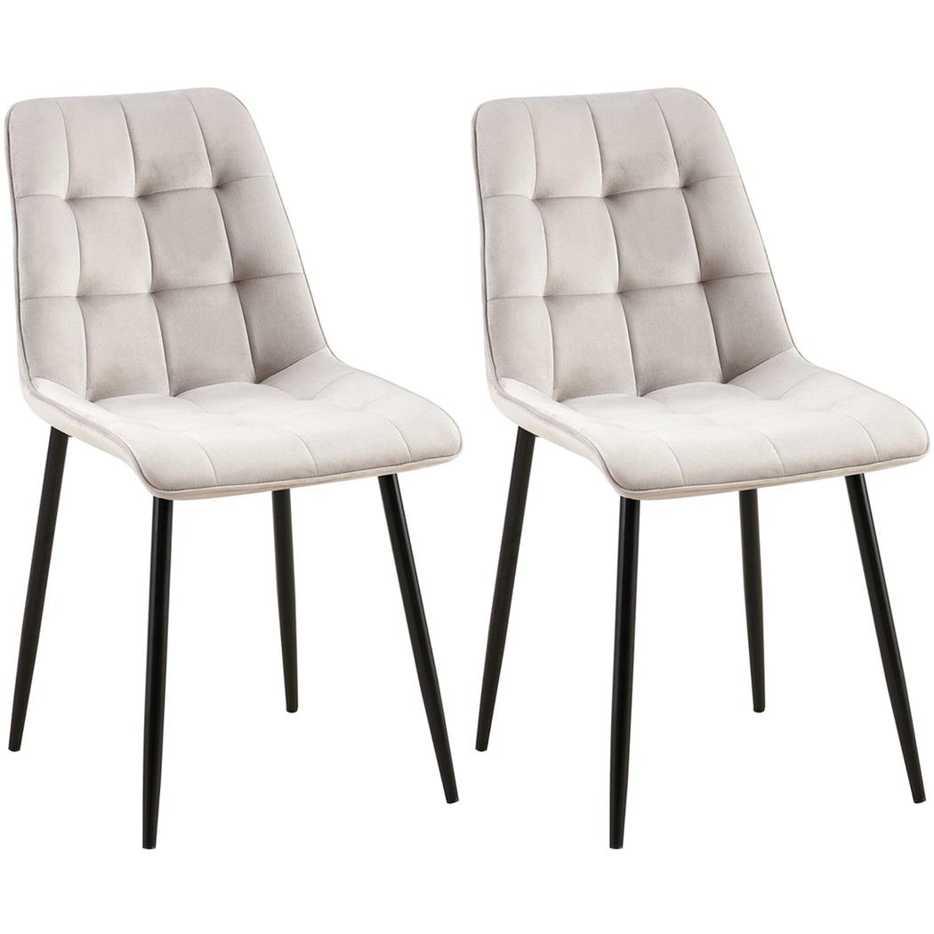 Lot de 2 Chaises Visiteur HALIMA, Rembourrage Épais, Structure Métallique, en Velours, Gris Clair