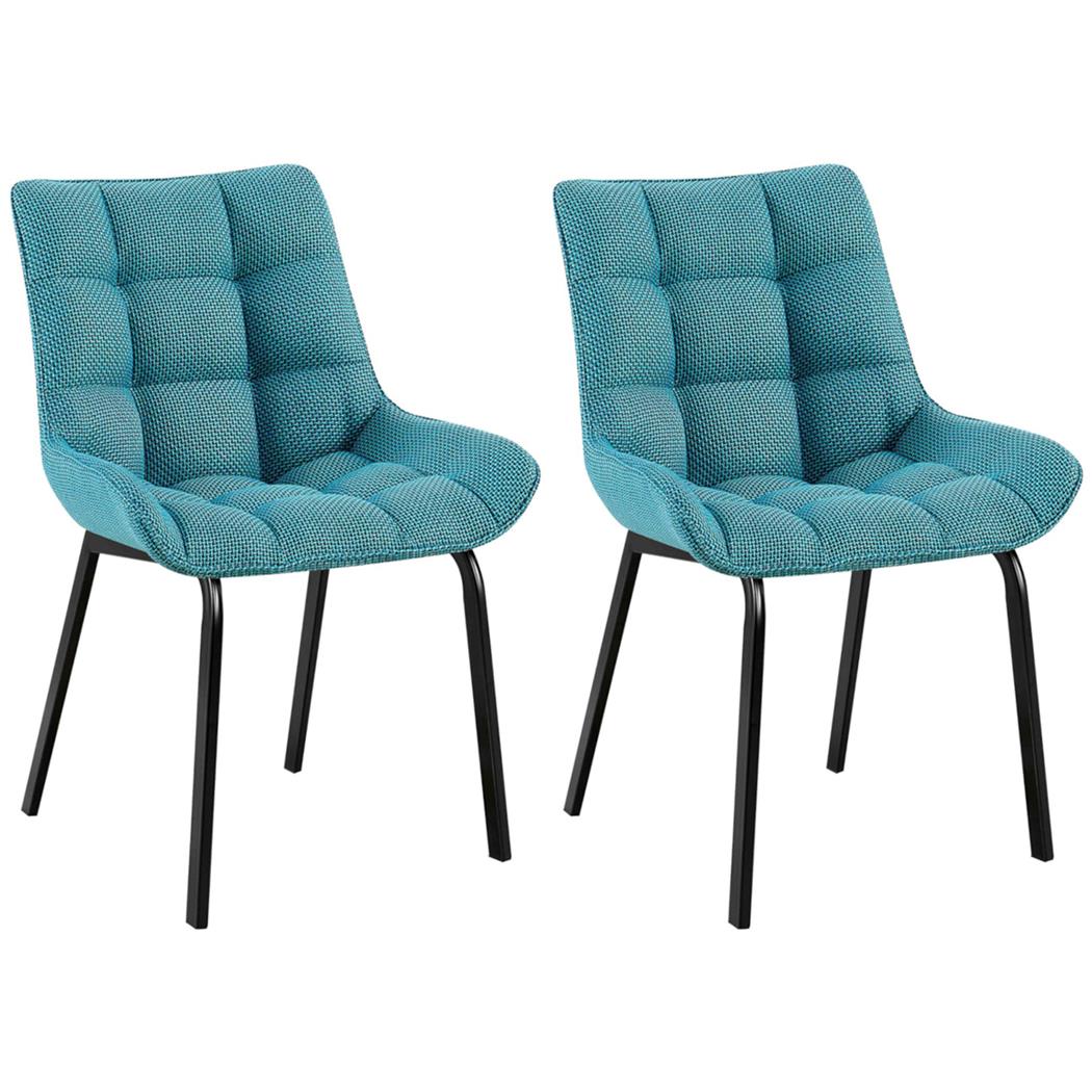 Lot de 2 Chaises visiteur MAMBO TISSU, Rembourrage Épais, Piétement métallique, en Tissu Turquoise