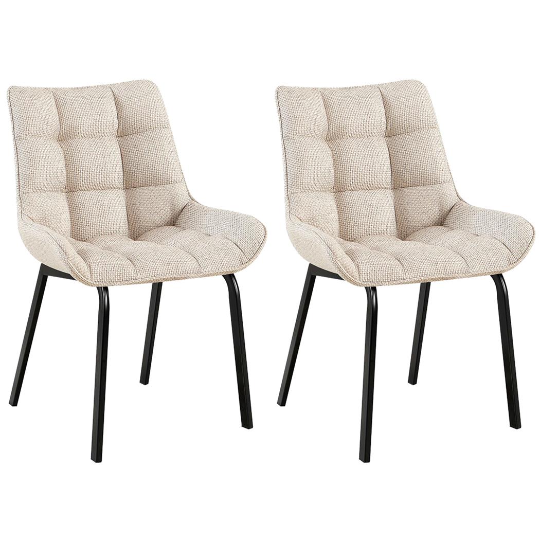 Lot de 2 Chaises visiteur MAMBO TISSU, Rembourrage Épais, Piétement métallique, en Tissu Crème
