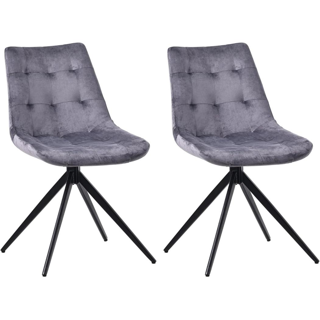 Lot de 2 Chaises Visiteur KEATON VELOURS, Structure Métallique, Pivotantes, Gris