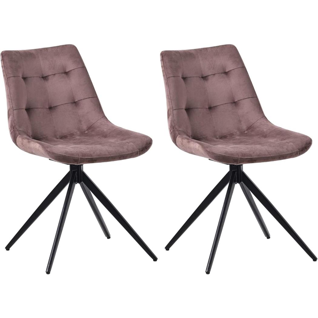Lot de 2 Chaises Visiteur KEATON VELOURS, Structure Métallique, Pivotantes, Marron