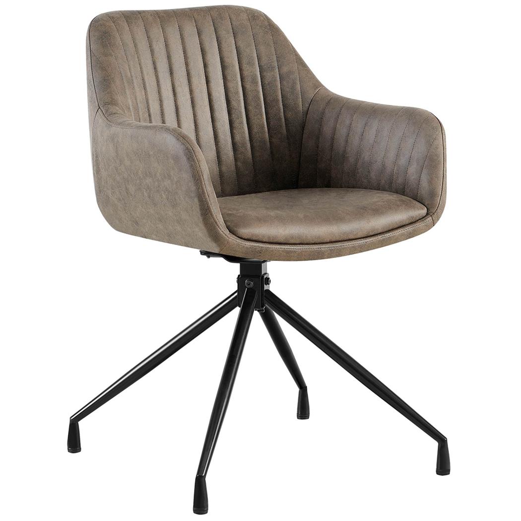 Chaise Visiteur TANNER, Structure Métallique, Pivotante à 180º, Cuir, Gris