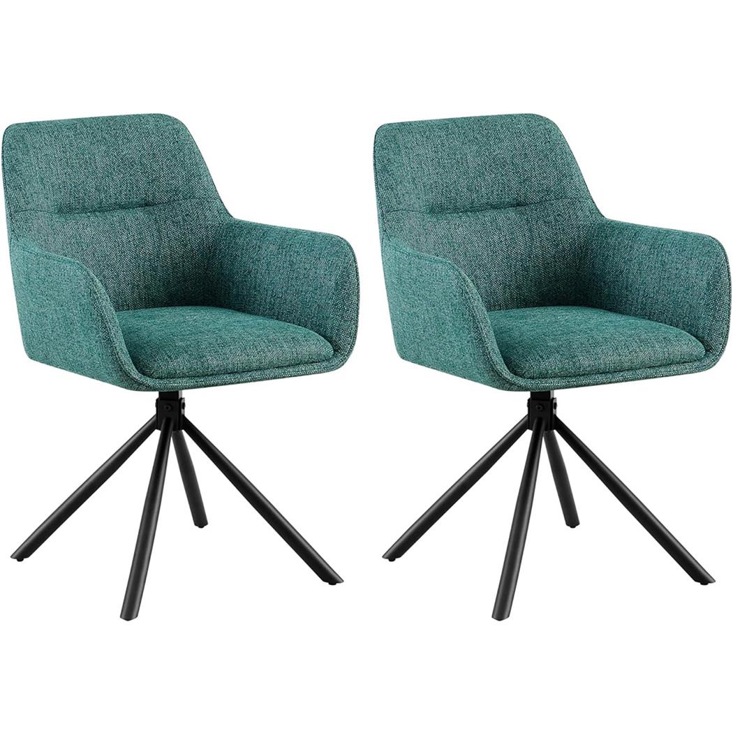 Lot de 2 Chaises Visiteur COREY, Design Moderne, Pivotantes à 180°, Tissu Vert