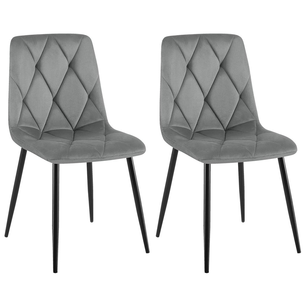 Lot de 2 Chaises visiteur SIAN, Elégance et Confort, Pieds métalliques, en Velours Gris