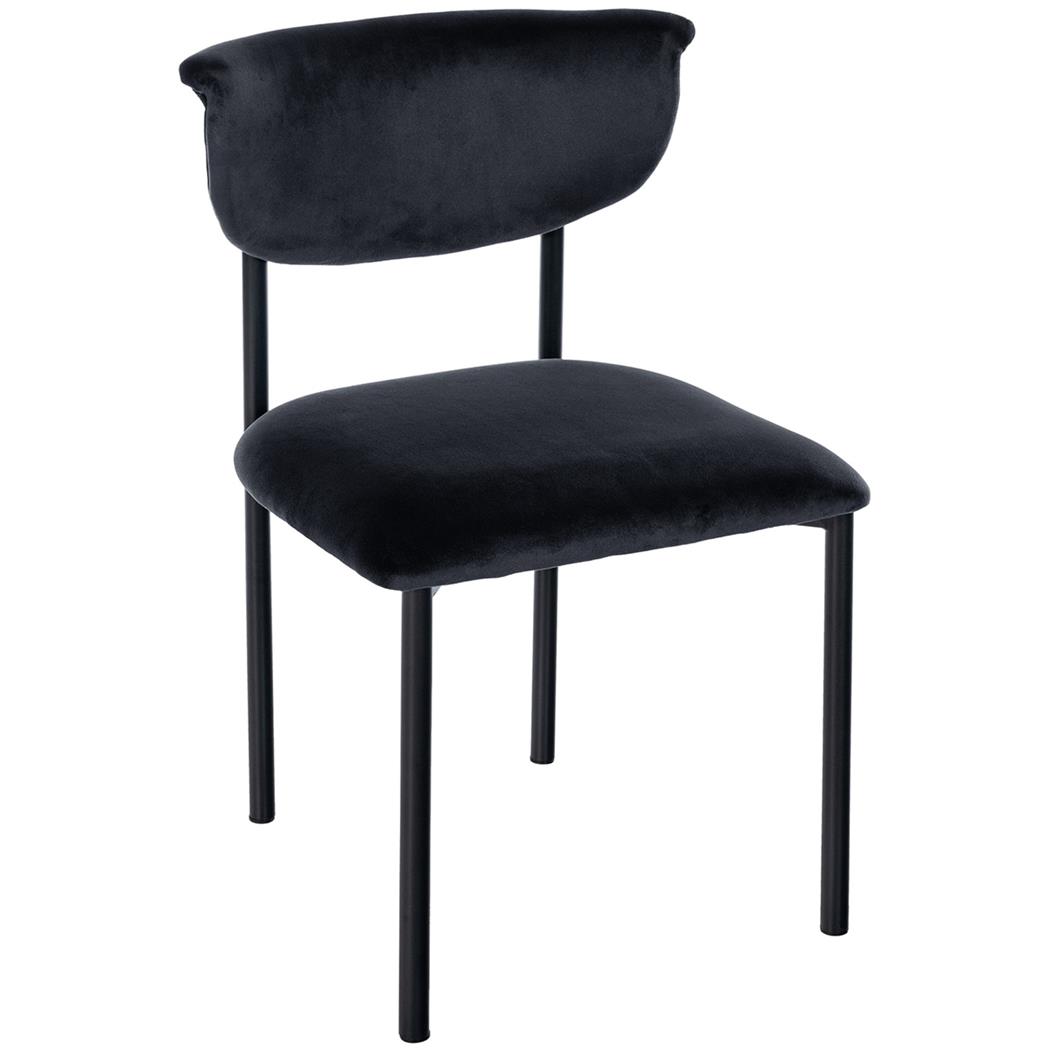 Chaise Visiteur TUCKER, Structure Métallique, en Velours, Noir