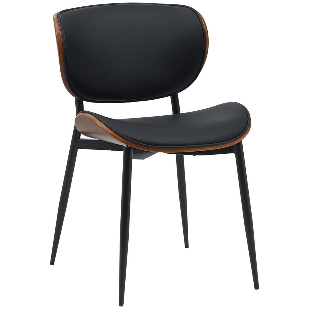 Chaise Visiteur BRONSON CUIR, Design Exclusif, Structure en Bois, Noir