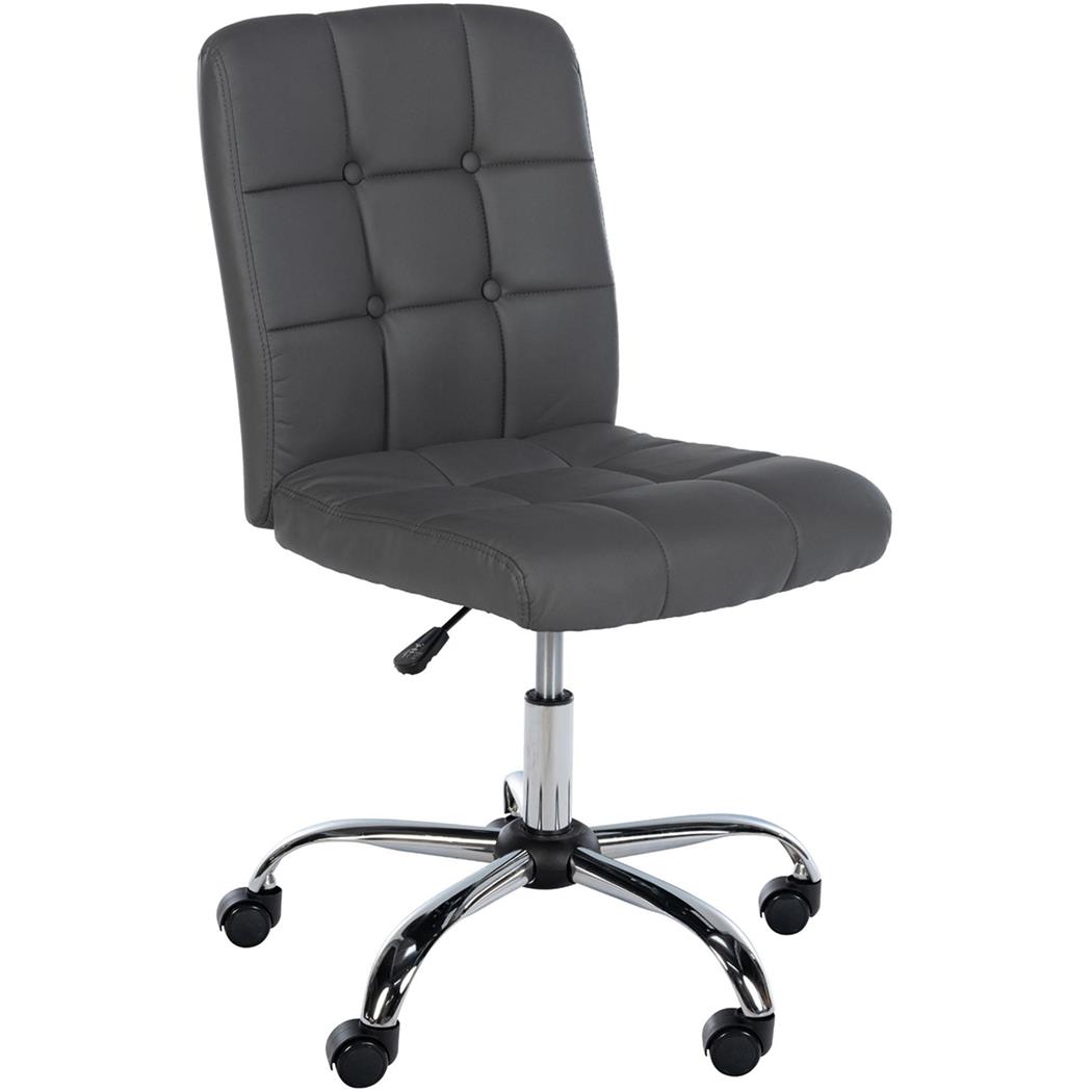 Chaise de bureau PARKER, Rembourrage Épais, Coutures Apparentes, Cuir, Couleur Gris