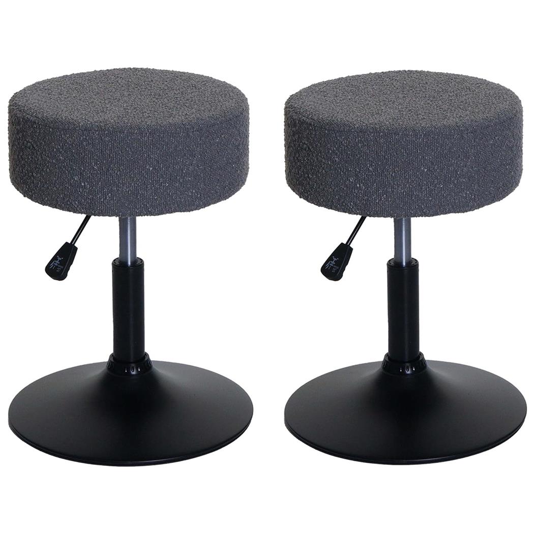 Lot de 2 Tabourets BLOOM, Pivotant à 360°, Rembourrage Epais, En Tissu Gris Foncé