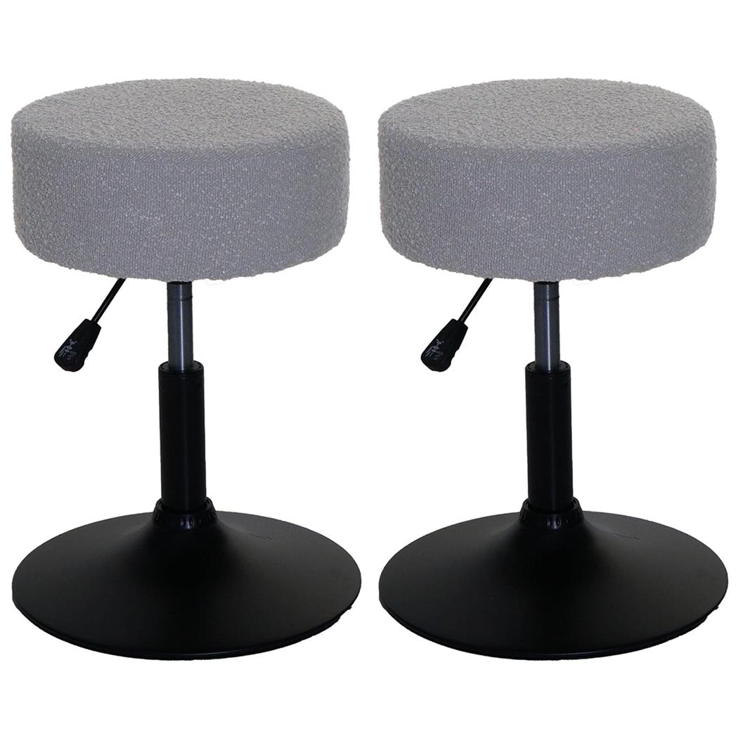 Lot de 2 Tabourets BLOOM, Pivotant à 360°, Rembourrage Epais, En Tissu Gris Clair