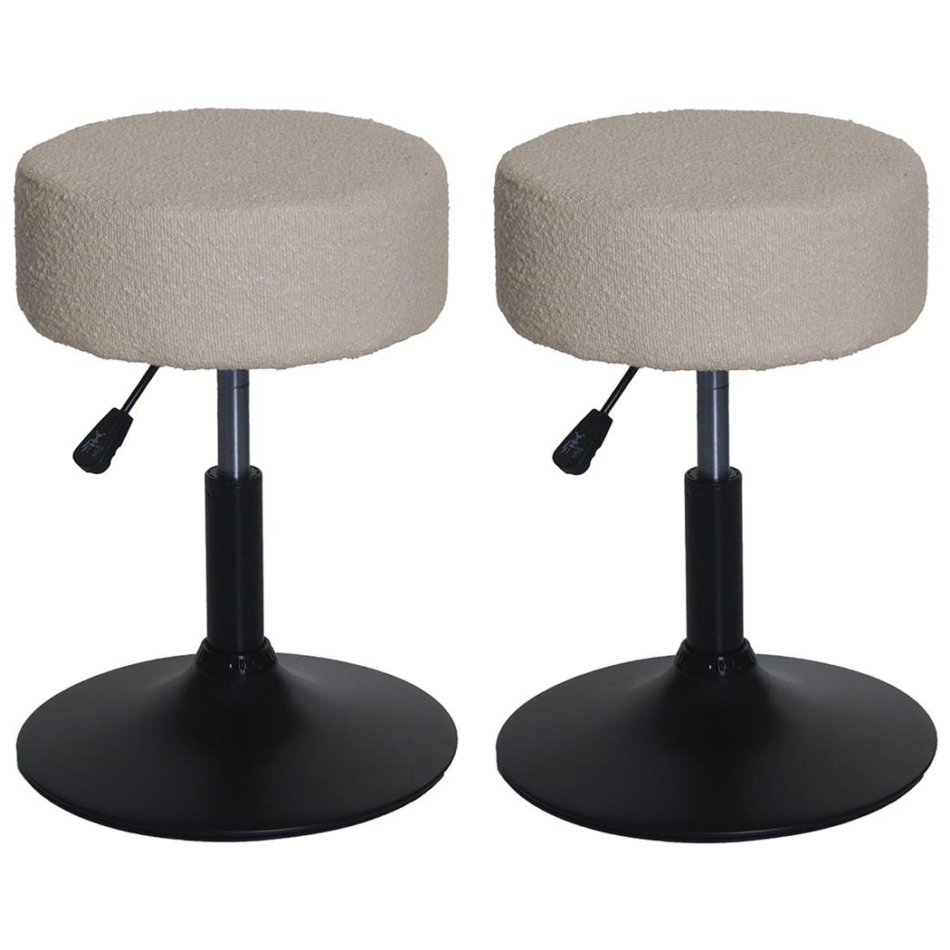Lot de 2 Tabourets BLOOM, Pivotant à 360°, Rembourrage Epais, En Tissu Beige