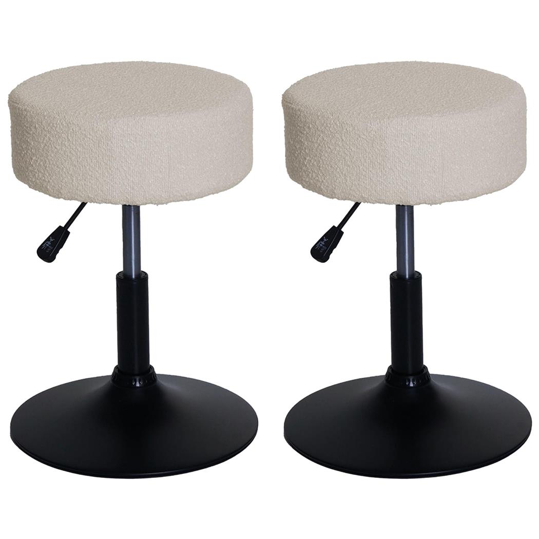 Lot de 2 Tabourets BLOOM, Pivotant à 360°, Rembourrage Epais, En Tissu Crème