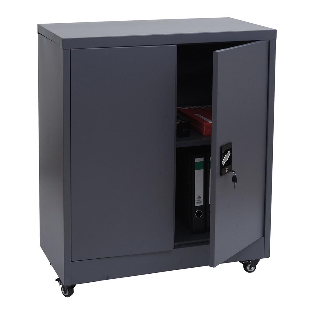 Caisson Mobile BRENTON, 98x40x80 cm, avec Roulettes, en Acier, couleur Gris Foncé