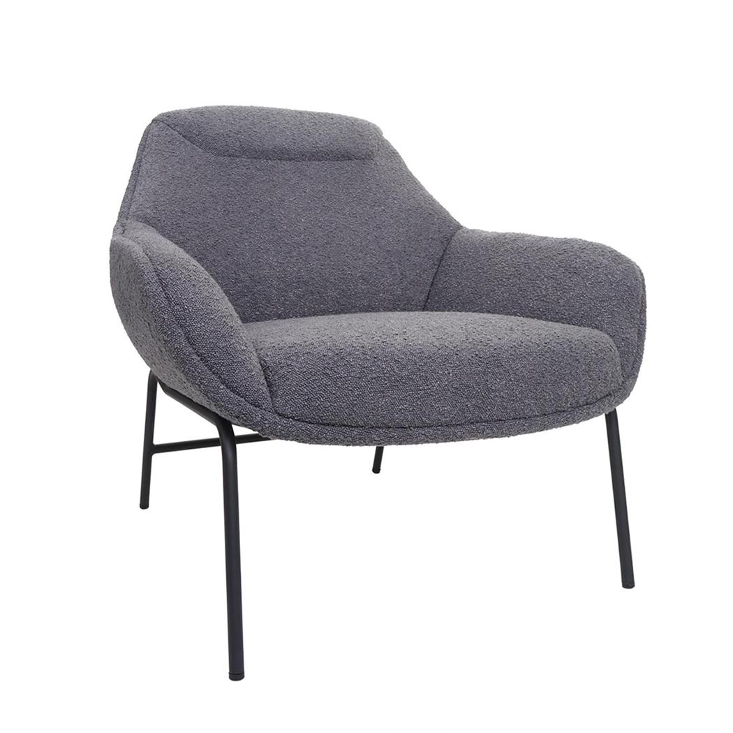 Chaise visiteur COLTEN, Rembourrage Epais, Structure Métallique, Tissu Gris Foncé
