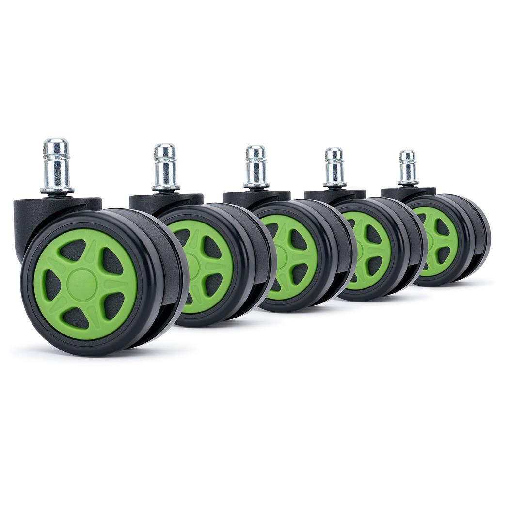 5x Roulettes pour Sols Durs SPEED 11x50mm, Design Sportif, Vert