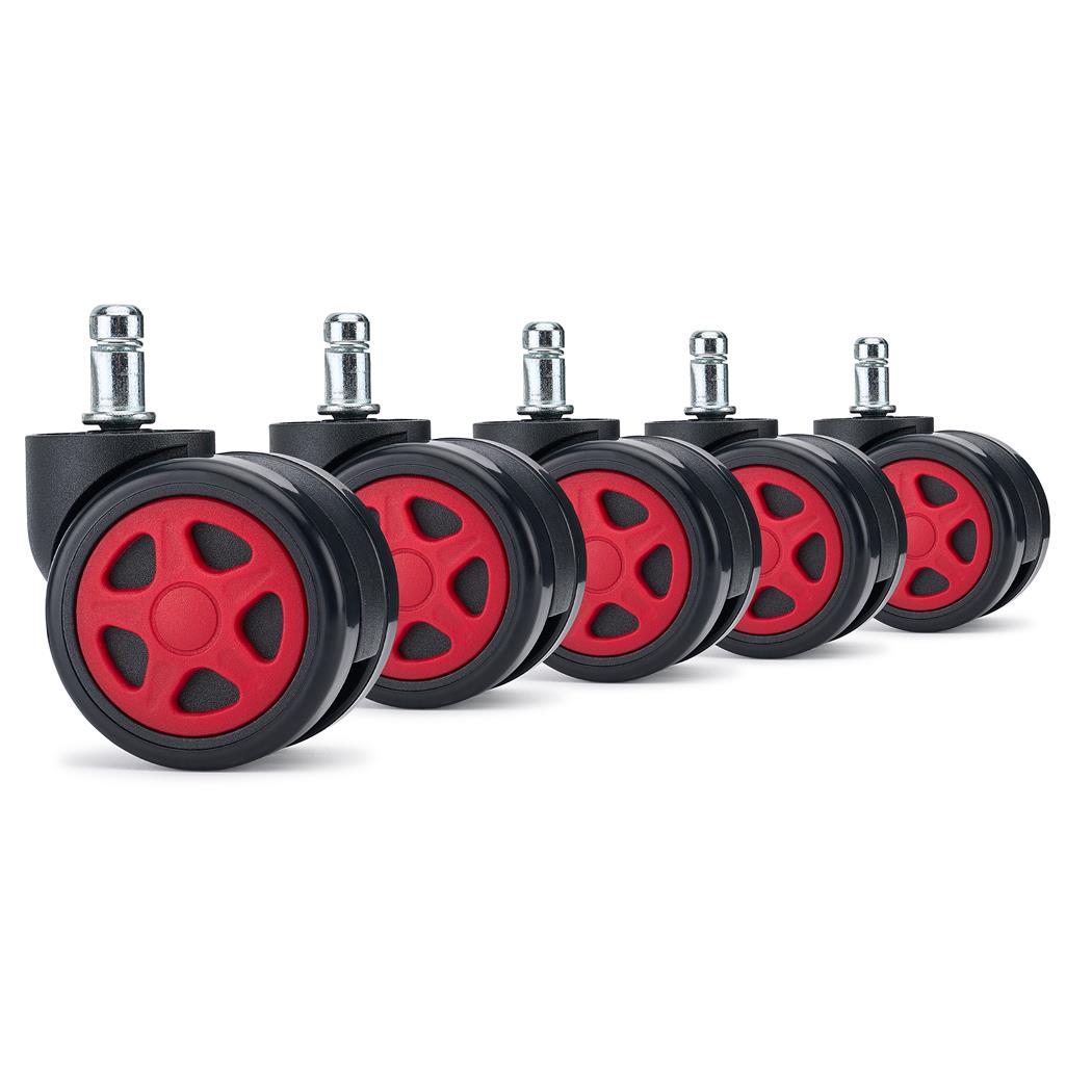 5x Roulettes pour Sols Durs SPEED 11x50mm, Design Sportif, Rouge