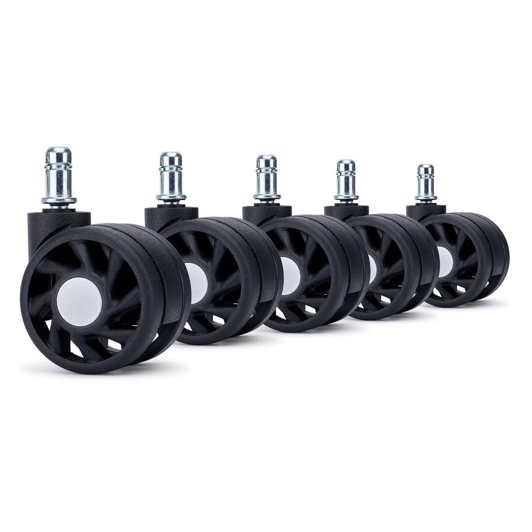 5x Roulettes pour Sols Durs RACE 11x50mm, Revêtement en Gomme, Design Sportif, Gris