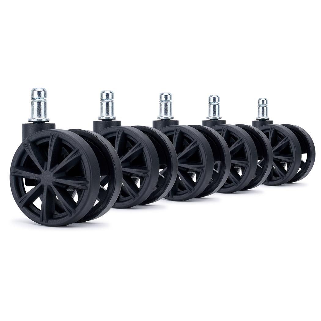 5x Roulettes pour Sols Durs SPOKE, Dimensions 11x50mm, Revêtement en Gomme, Design Sportif, Noir
