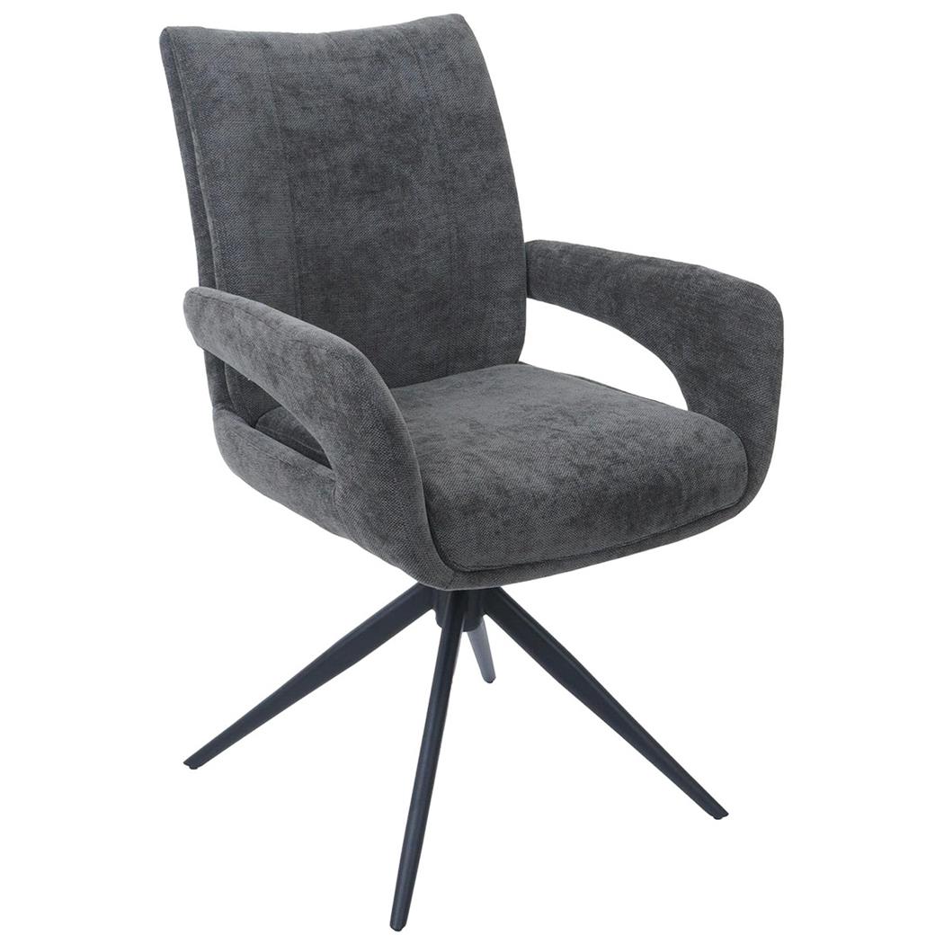 Fauteuil Visiteur LELIA, Pivotante, Rembourrage Épais, Design Moderne, en Tissu, couleur Gris