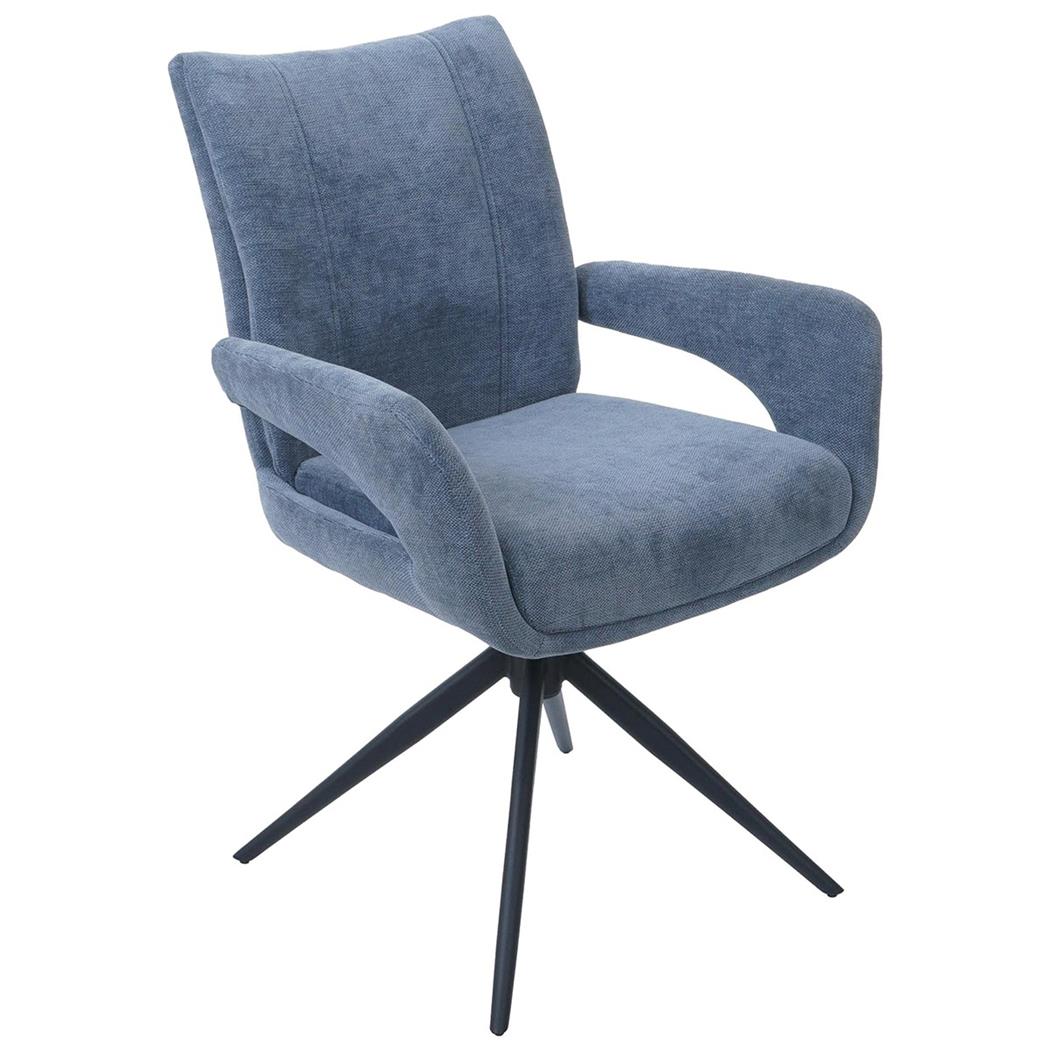 Fauteuil Visiteur LELIA, Pivotante, Rembourrage Épais, Design Moderne, en Tissu, couleur Gris/bleu