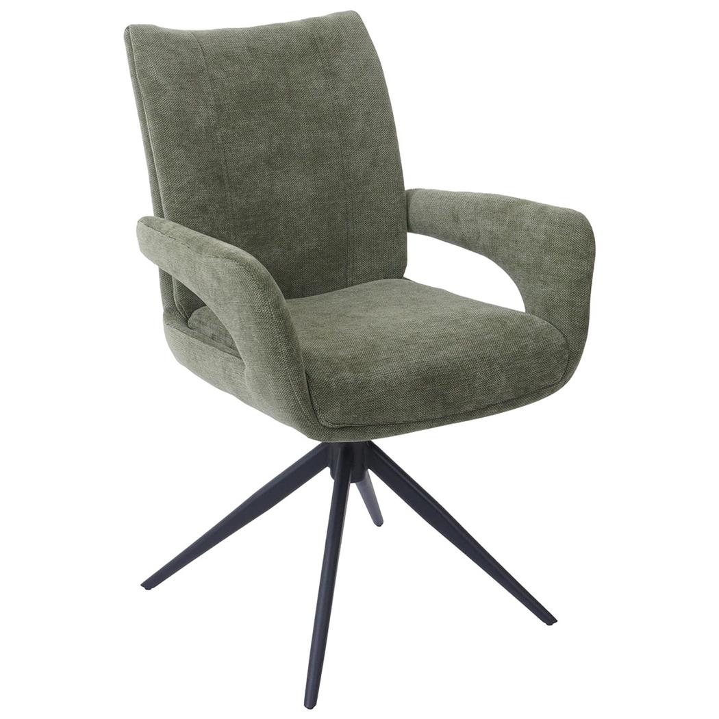 Fauteuil Visiteur LELIA, Pivotante, Rembourrage Épais, Design Moderne, en Tissu, couleur Vert