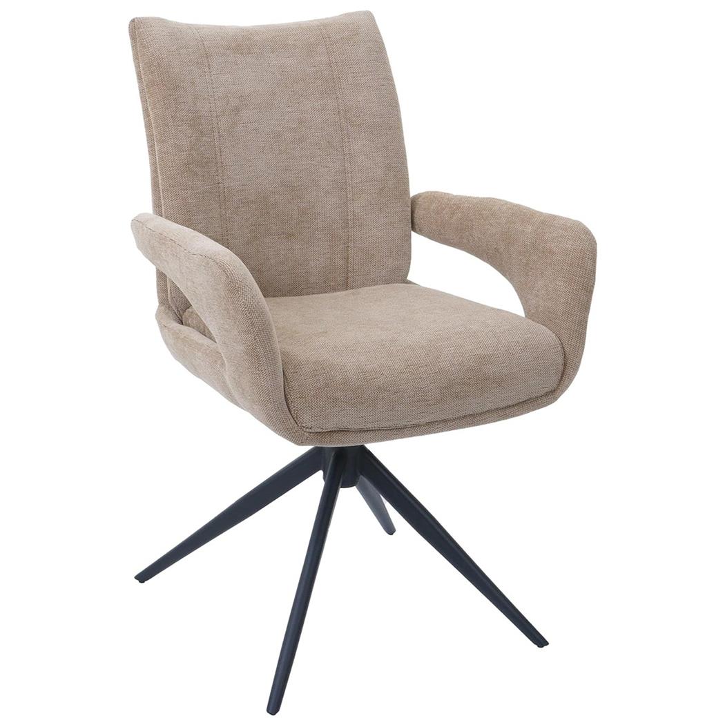 Fauteuil Visiteur LELIA, Pivotante, Rembourrage Épais, Design Moderne, en Tissu, couleur Marron Clair