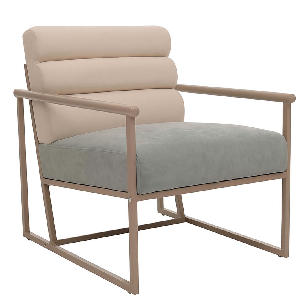 Chaise Visiteur MILLS, Elégance et Confort, Structure Metallique, En Tissu, Crème et Gris-Vert