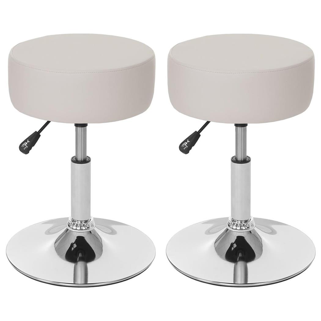 Lot de 2 Tabourets DANKO, Pivotants à 360°, Rembourrage Epais, En Cuir, Crème