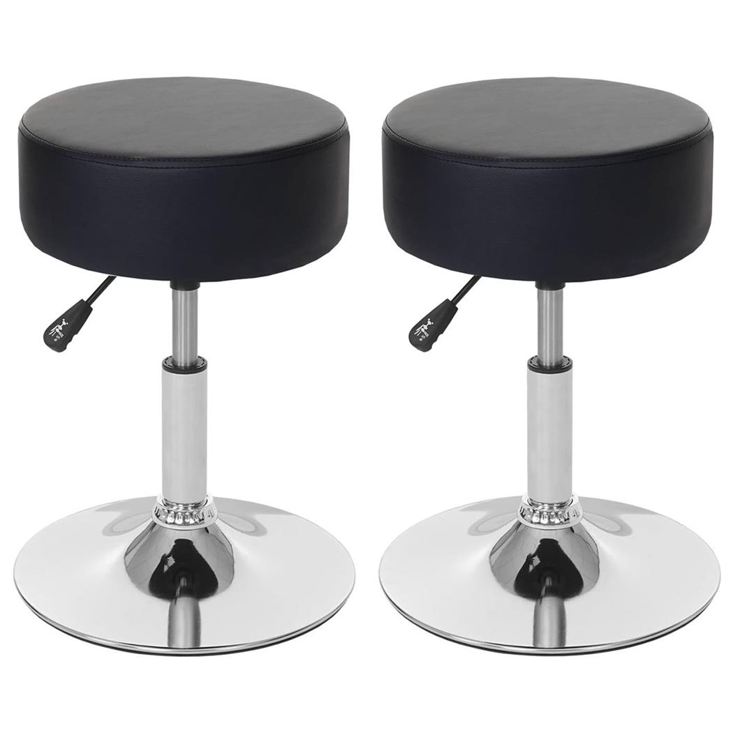 Lot de 2 Tabourets DANKO, Pivotants à 360°, Rembourrage Epais, En Cuir, Noir