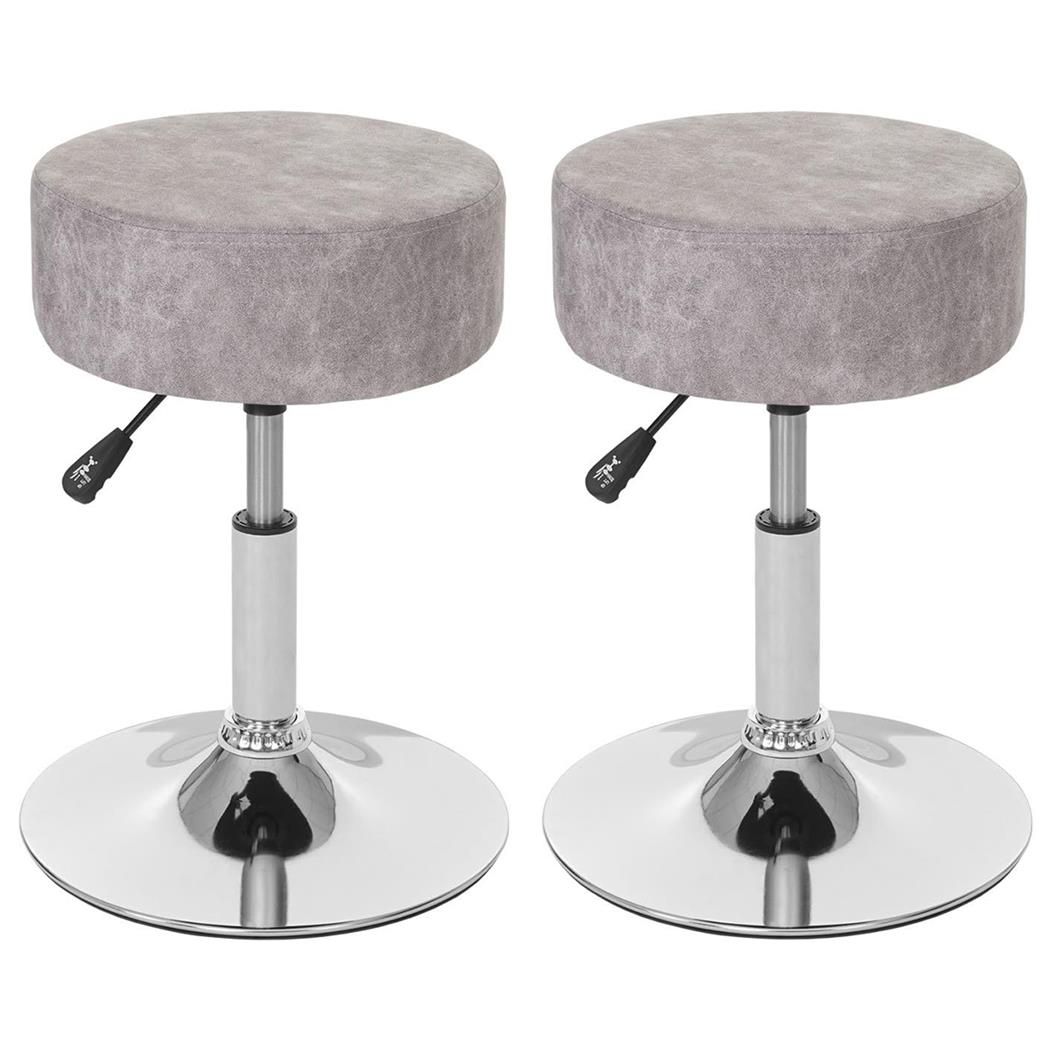 Lot de 2 Tabourets DANKO, Pivotants à 360°, Rembourrage Epais, En Cuir Effet Daim, Gris