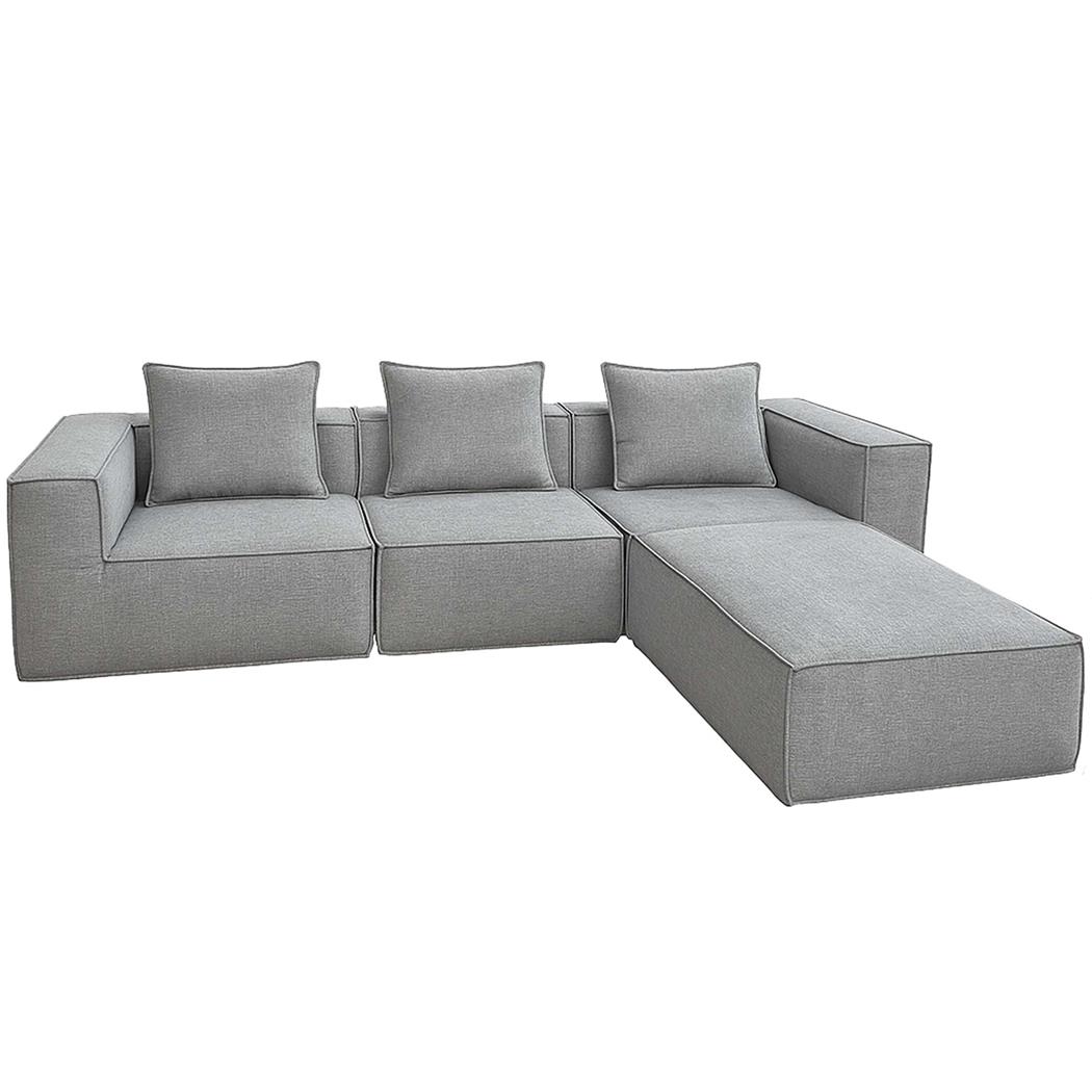 Canapé Modulable 3 places NANUK, Rembourrage Épais, En Tissu, Gris Foncé