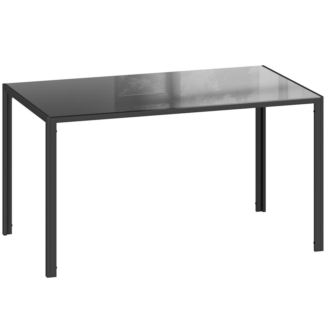 Table de réunion MAPUTO, 140 x 80 x 75 cm, Structure Métallique et Verre Trempé, Noir
