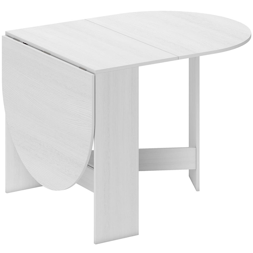 Table pliable VADUZ, Ovale avec Rallonges Rabattables, Jusqu'à 6 personnes, En Bois, Blanc