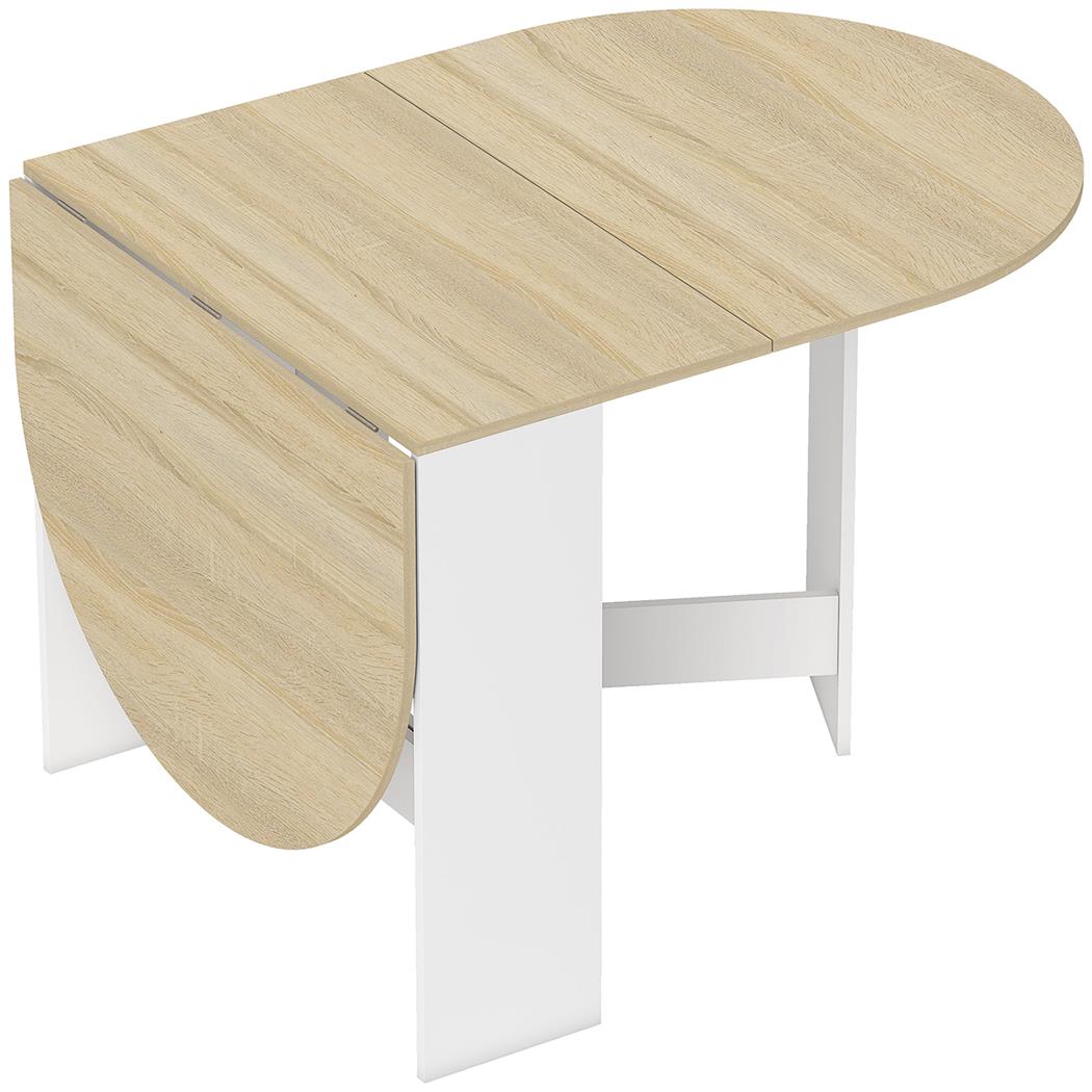 Table pliable VADUZ, Ovale avec Rallonges Rabattables, Jusqu'à 6 personnes, En Bois, Chêne Clair