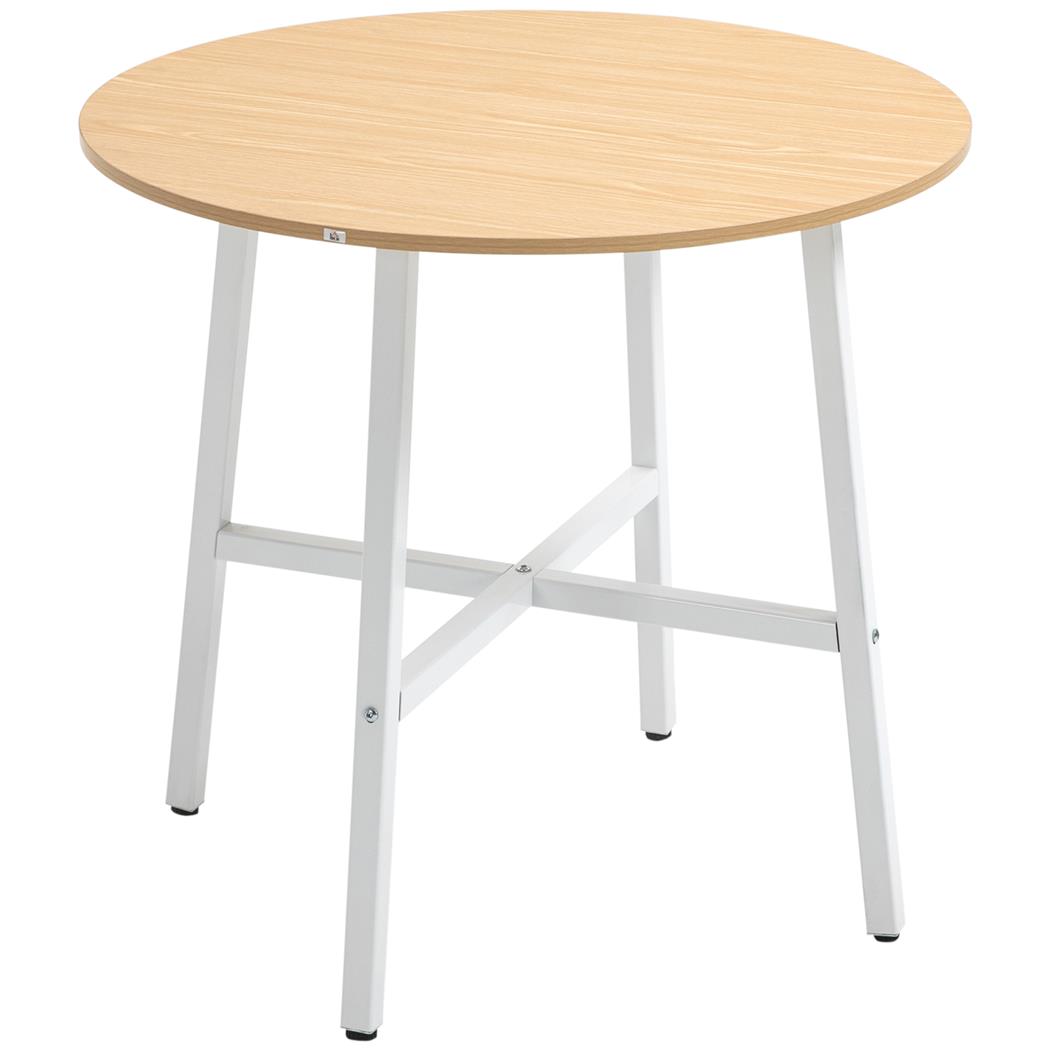 Table de Réunion ROGA, Dimensions Ø80x76 cm, Structure Métallique, Surface en Bois, Chêne