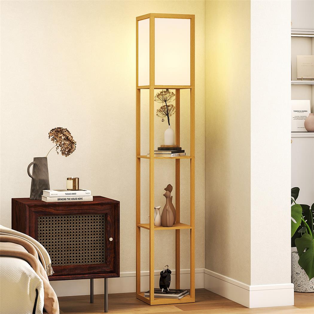 Lampe de Bureau TALIA, Dimensions 26x26x160 cm, avec Étagères, en Bois, Hêtre