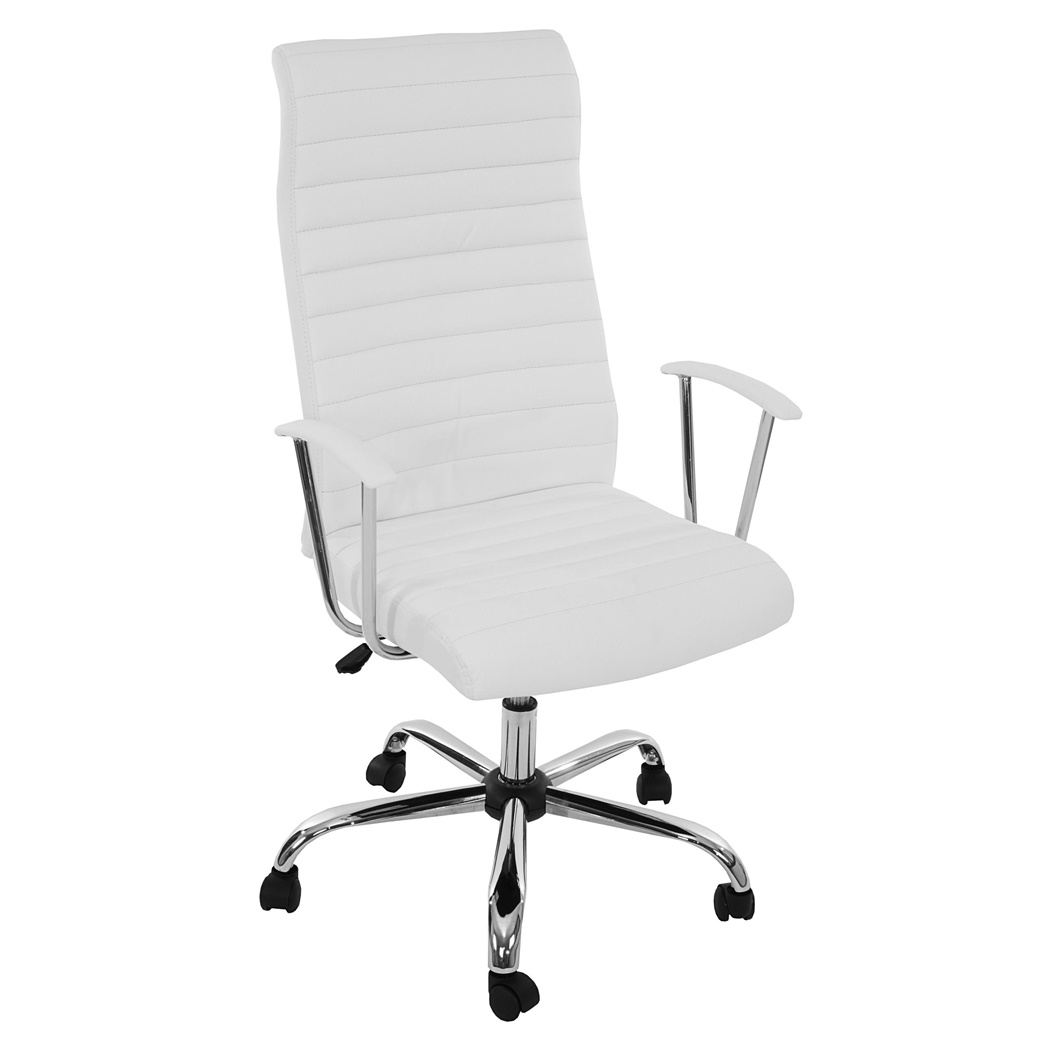 Fauteuil Design MOYA, Grand rembourrage, structure métallique, Cuir , blanc