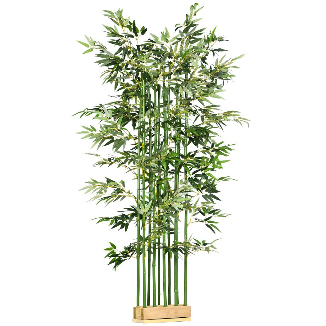 Plante de Bureau ARLI, Hauteur 180 cm, Bambou Artificiel, Pot en Bois Inclus