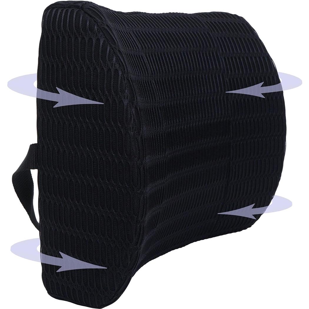 Coussin Lombaire DOSTI, Mousse à Mémoire de Forme, Sangle de Maintien, Noir