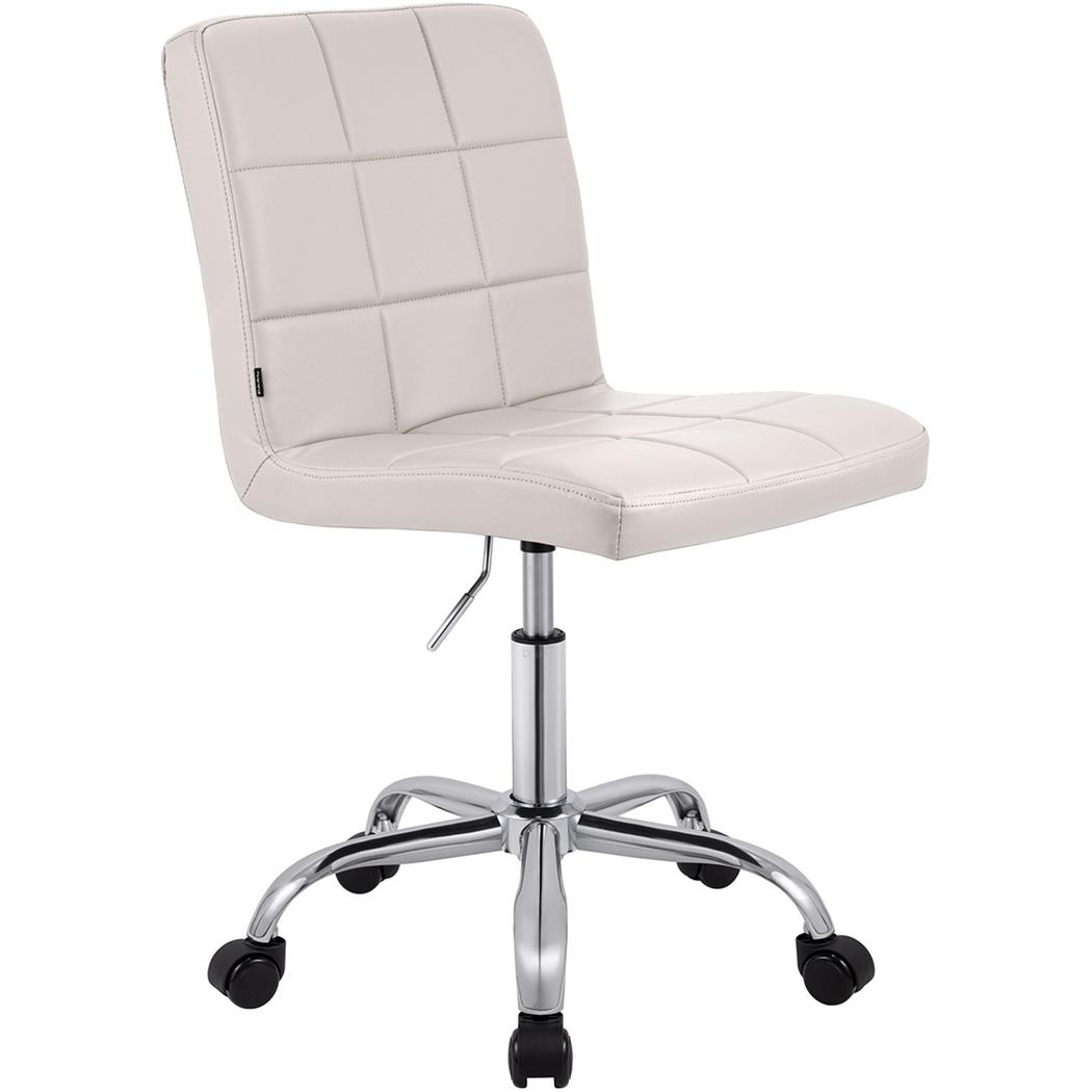 Chaise de Bureau CLIP, Piétement Métallique, Design Moderne, en Cuir, Blanc