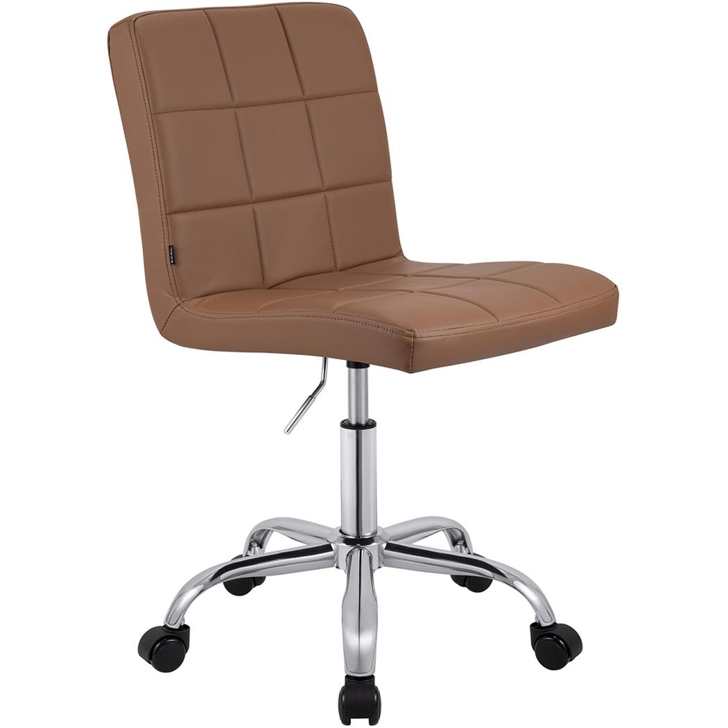 Chaise de Bureau CLIP, Piétement Métallique, Design Moderne, en Cuir, Marron Clair